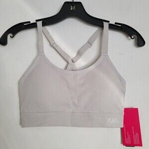 NEW RYKA Microchip Padded Cross Racerback Sports Bra Gray Size Medium
